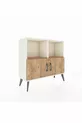 Commode Arges 2 étagères 2 portes Pierre de lune-Pin