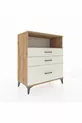 Commode Hyperion Étagère simple 3 tiroirs en pin - pierre de lune