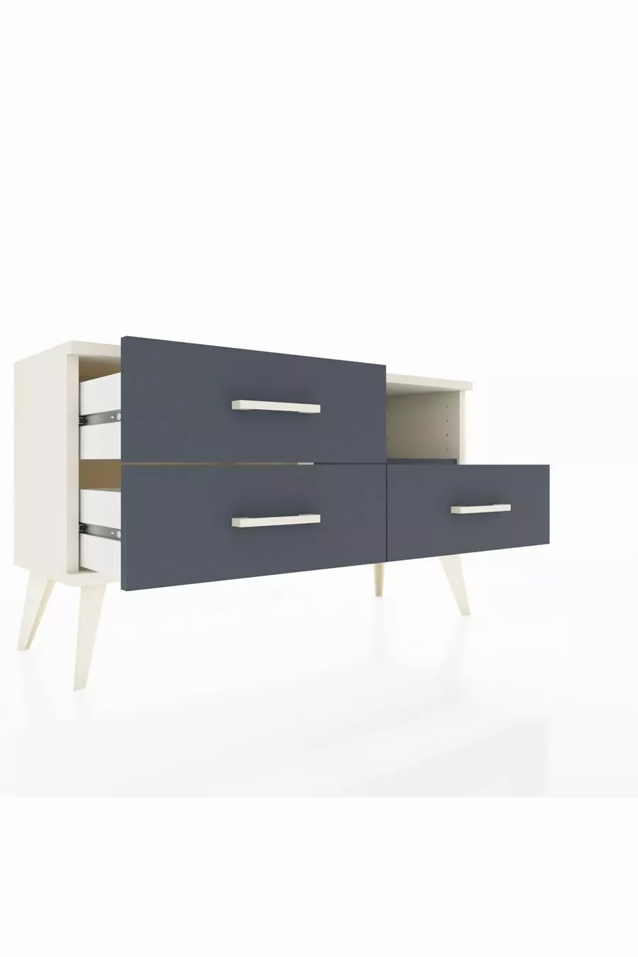 Commode Arges à une étagère et trois tiroirs, Pierre de lune-Anthracite