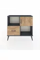 Commode Arges 2 étagères, 1 tiroir, 1 porte, Anthracite-Pin