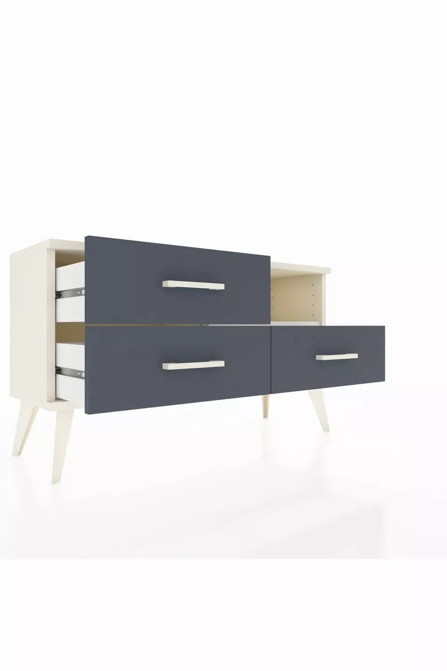 Commode Arges à une étagère et 3 tiroirs, en pierre de lune/Menthe anthracite