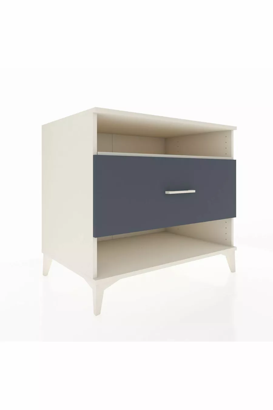 Commode Kronos à une étagère et un tiroir, Pierre de lune-Anthracite