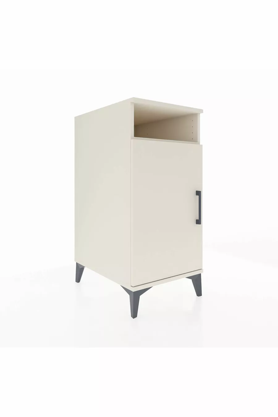Table de chevet Kronos avec 3 étagères et 1 porte, Pierre de lune-Pierre de lune