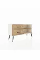 Commode Arges à une étagère et 2 tiroirs en pierre d'onyx et pin