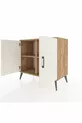 Commode Hyperion 2 étagères 2 portes Pin-Ambre/Pin