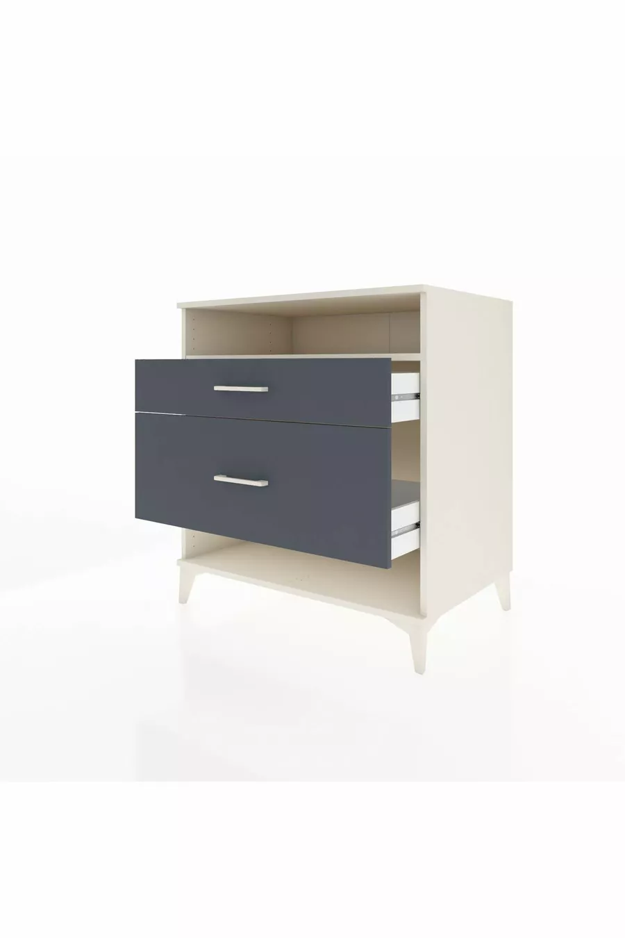 Commode Kronos à une étagère et 2 tiroirs, Pierre de lune-Anthracite