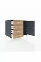 Commode Kronos à une étagère, 4 tiroirs, 2 portes Anthracite-Anthracite/Sapin