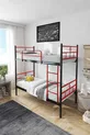Lit superposé Koza Ranza compatible avec matelas, rouge, cadre métallique détachable