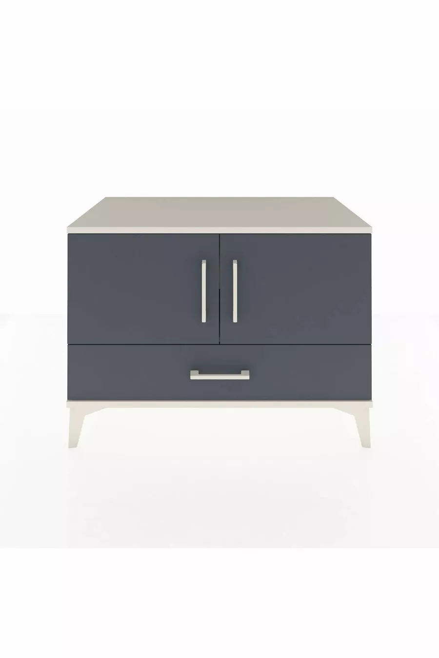 Commode Hyperion 2 étagères 1 tiroir 2 portes Pierre de lune-Anthracite