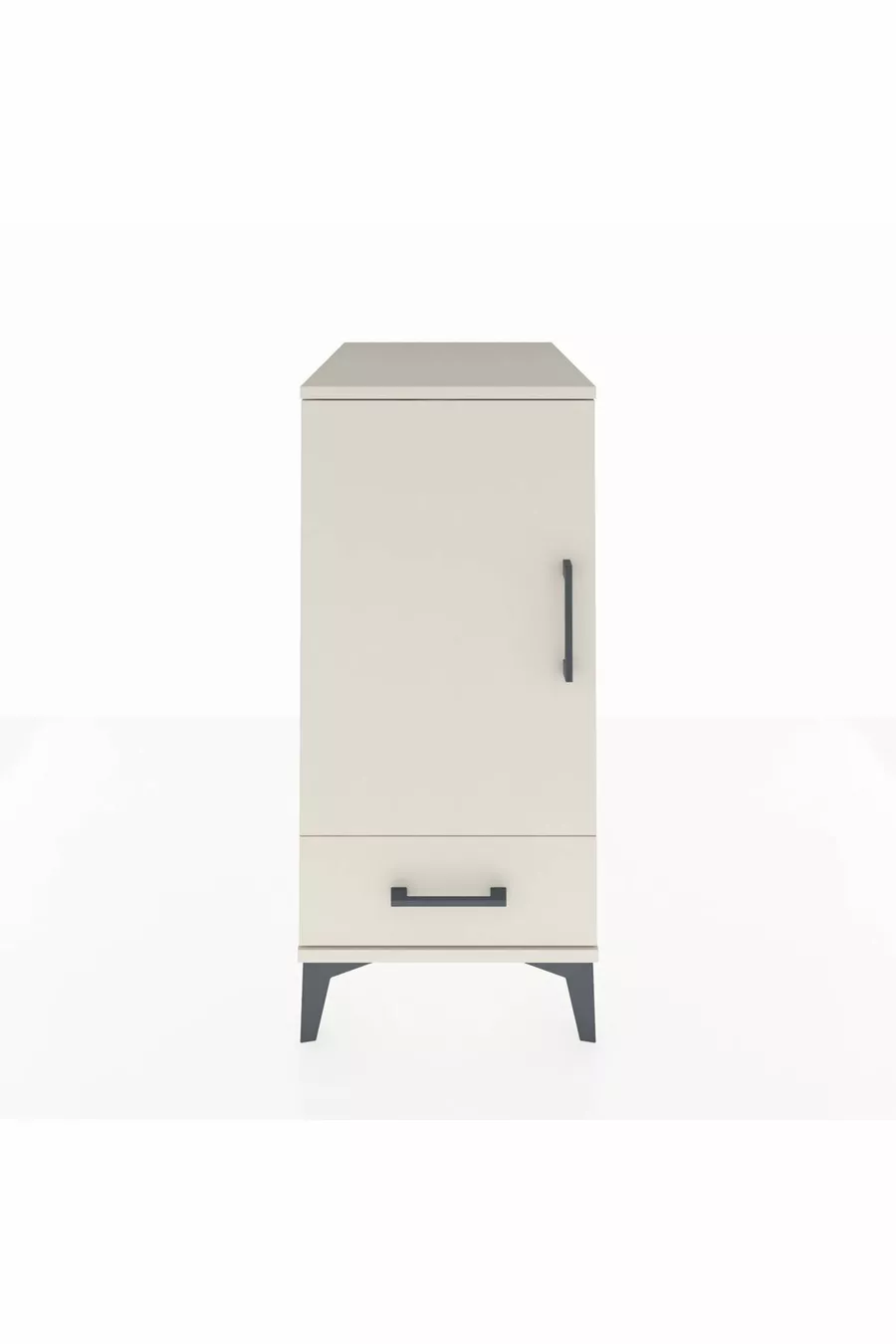 Chevet Kronos à 3 étagères, 1 tiroir et 1 porte, coloris Pierre de Lune