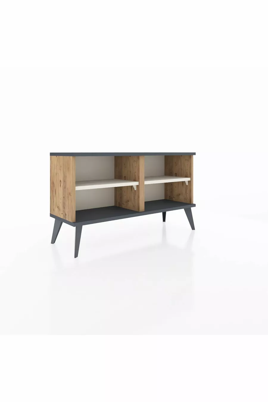 Commode Arges 2 étagères Pin-Anthracite / Pierre de lune