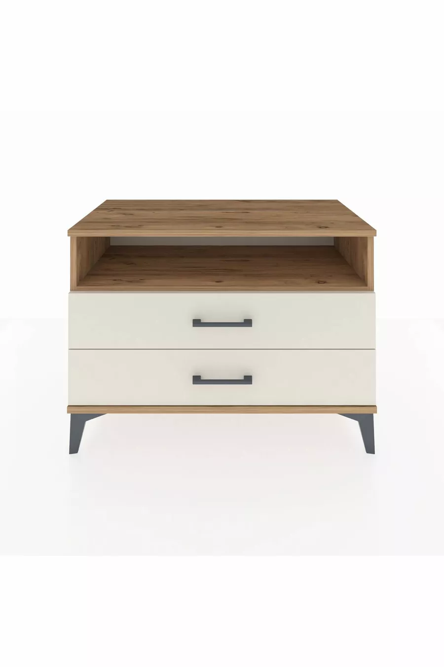 Commode Hyperion à une étagère et 2 tiroirs en pin-pierre d'onyx