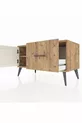Commode Hyperion à une étagère, un tiroir et une porte, pin-pierre de lave/pin