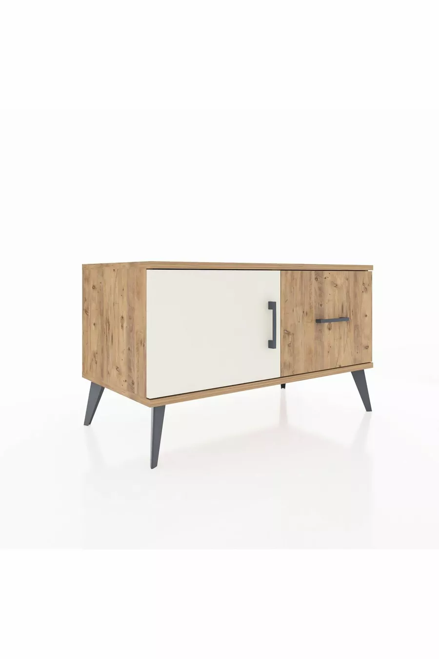 Commode Hyperion à une étagère, un tiroir et une porte, pin-pierre de lave/pin