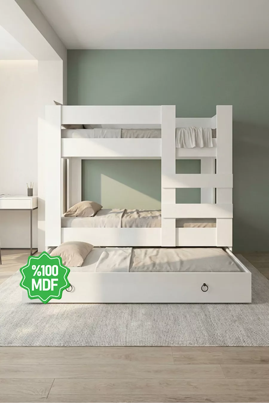 Ninnimo Jeune Blanc MDF  Lit Superposé Compatible avec Lit Enfant -1