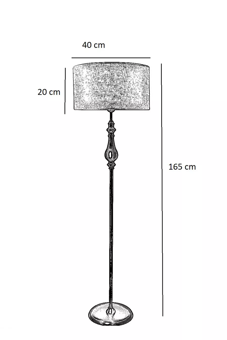 Lampadaire Roma Black Metal - Crème avec Bande Dorée