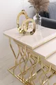 Ensemble de tables gigognes carrées 4 pièces Hayal, pieds dorés, MDF crème