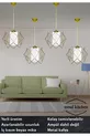 4 pièces Suspension Luminaire Tendances en Métal Blanc avec Verre Mica pour Salon, Cuisine, Salle de Bain, Chambre à Coucher, Doré