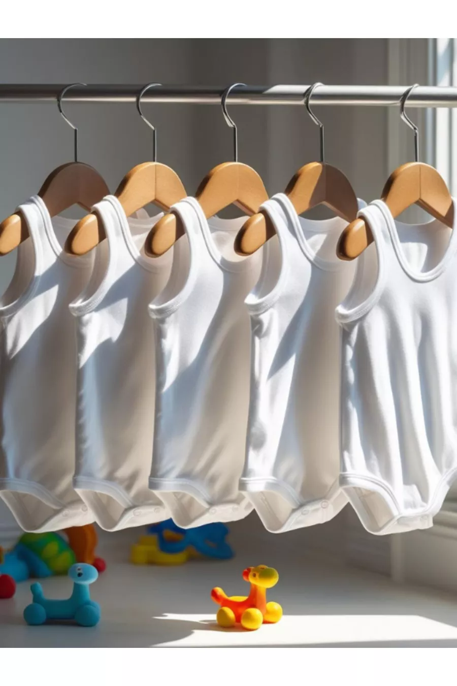 Ensemble de 5 Bodys Bébé Basique en Jersey à Col Rond