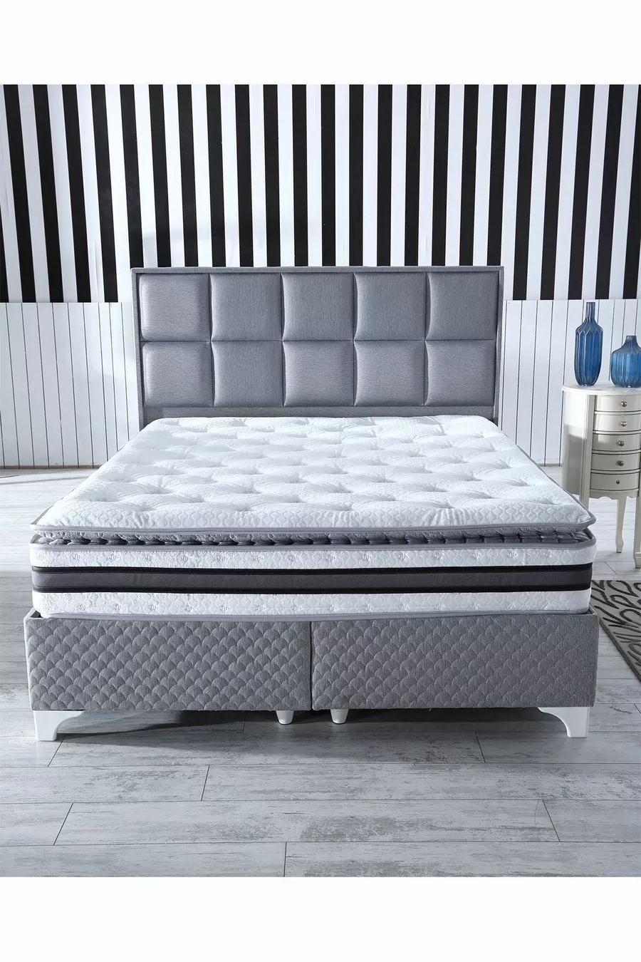 Matelas Şehrazat Ultra Orthopédique à Ressorts avec Poche et Garnissage en Plume de Lapin ( cm)