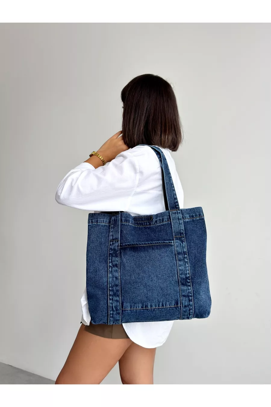 Sac en jean femme tendance modèle long à bretelles
