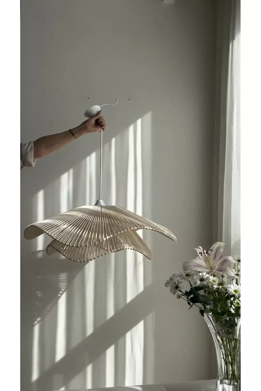 Lustre bohème de style rustique Lustre macramé Lustre de salon Lustre de chambre Lustre en rotin