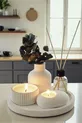 Ensemble-cadeau de 5 pièces sur plateau décoratif : Vase, bougie parfumée, porte-bougie tealight, parfum d'ambiance