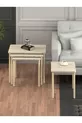 Obim 4 pièces Travertin en bois Empilement Immatriculation - table de thé Table de service Table-salon Table - design moderne