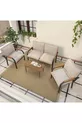 Hayal Balcon, Jardin, Café, Ensemble de Canapés en Métal, Meubles de Jardin,  avec Table Basse - Crème