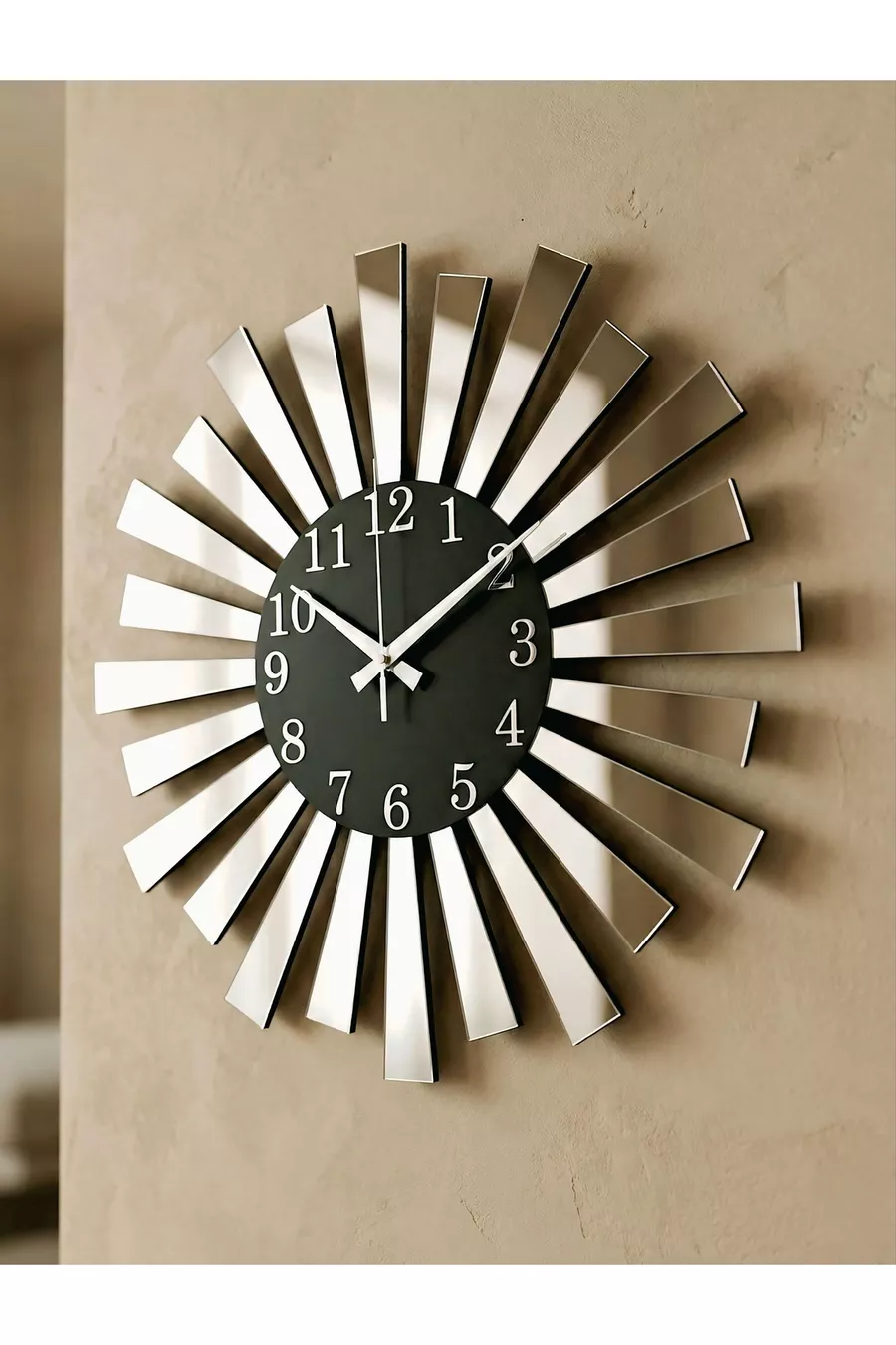 Horloge murale de maison en édition limitée modèle piano en plexiglas miroir argent noir pour cadeau de Noël
