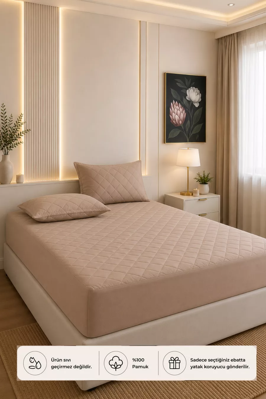 Protège-matelas matelassé en coton  % marron, ajusté, pour bébé-simple-double-king