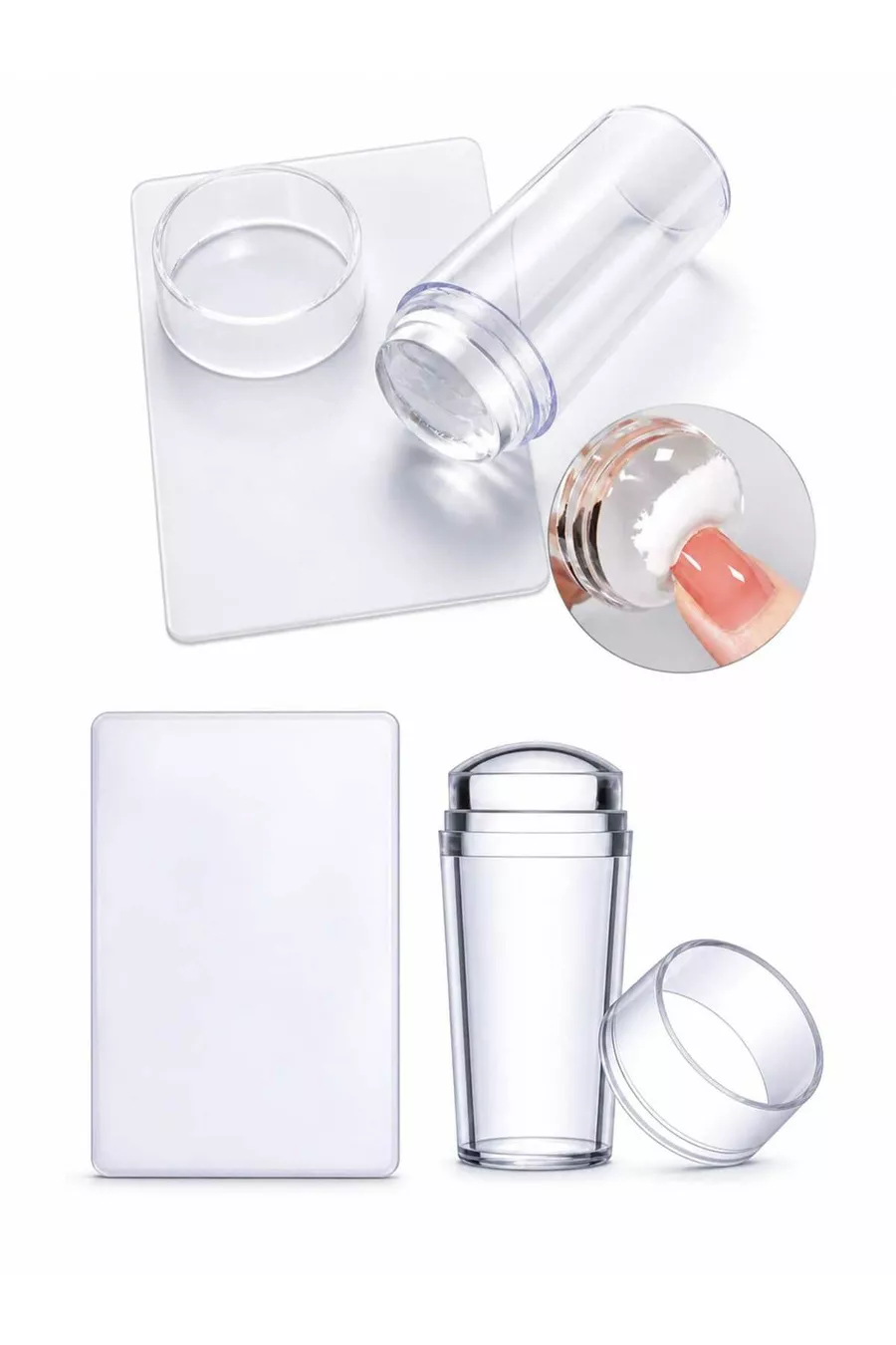 Set professionnel de tampons à ongles transparents avec appareil en silicone et carte de raclage pour la décoration des ongles