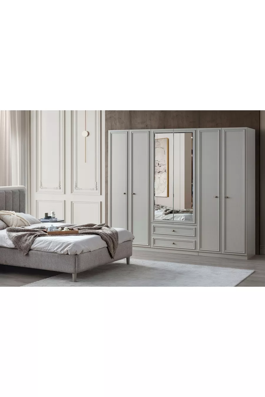 ENSEMBLE DE CHAMBRE À COUCHER NORRE, 6 PORTES