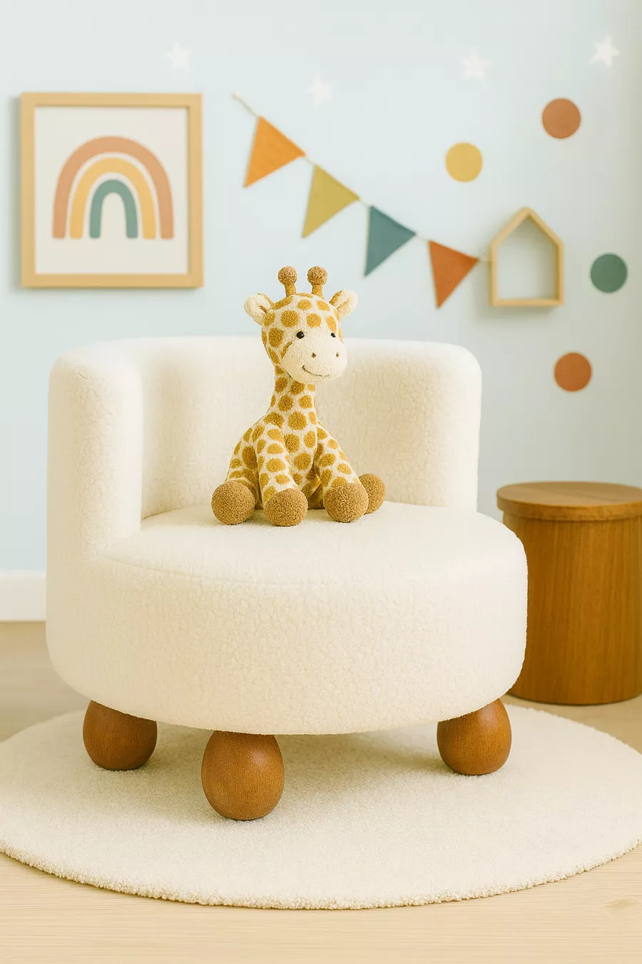 Fauteuil pour enfants en peluche douce Teddy, confortable, couleur crème, pour lire des livres et se détendre