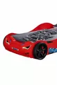 Lit avec voiture, lit voiture avec sommier superposé et barrières, avec LED - Rouge 1 matelas Comfort
