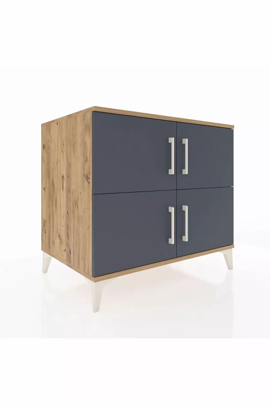 Commode Kronos 3 étagères 4 portes Pin-Anthracite