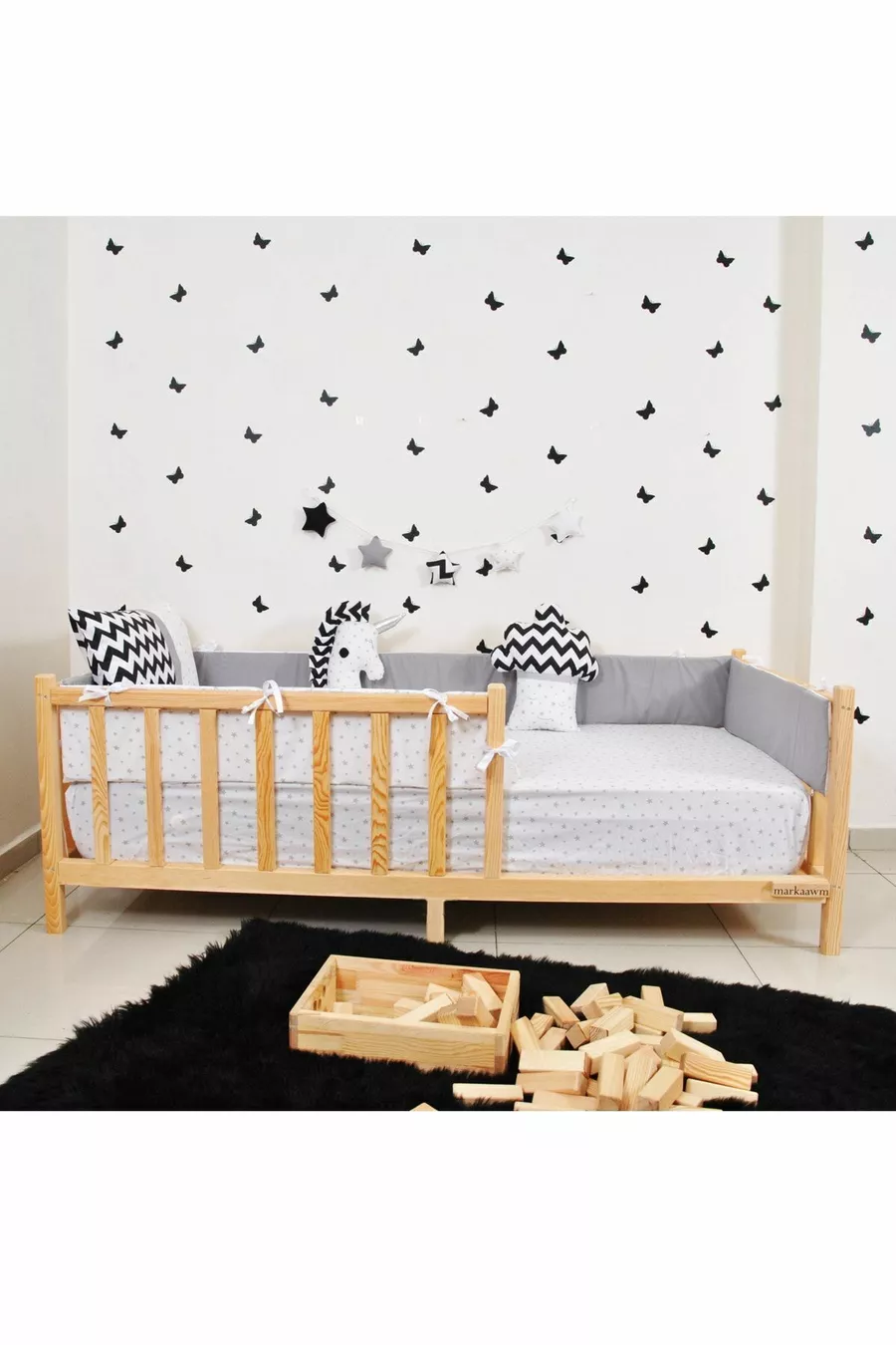 Lit Montessori Lit pour Enfant Lit en Pin Naturel Nil