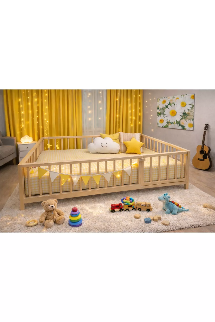 Lit pour bébé et enfant avec barreaux arrondis