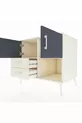 Commode Kronos avec 2 étagères, 2 tiroirs et 2 portes, Albâtre-Anthracite/Albâtre