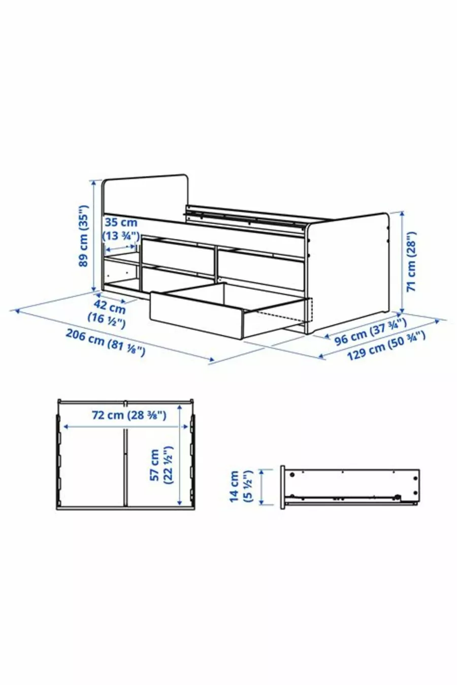 SLAKT/NATTAPA, lit simple, blanc, cm