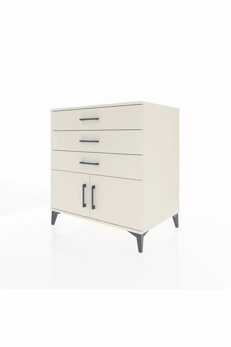 Commode Kronos avec une étagère, 3 tiroirs et 2 portes, Pierre de lune-Pierres de lune
