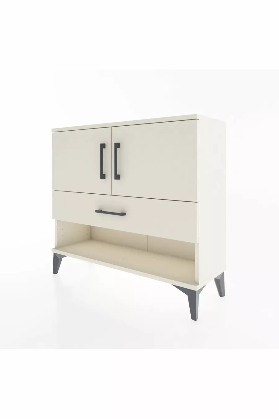 Commode Arges 2 étagères, 1 tiroir, 2 portes, Pierre de lune-Pierres de lune