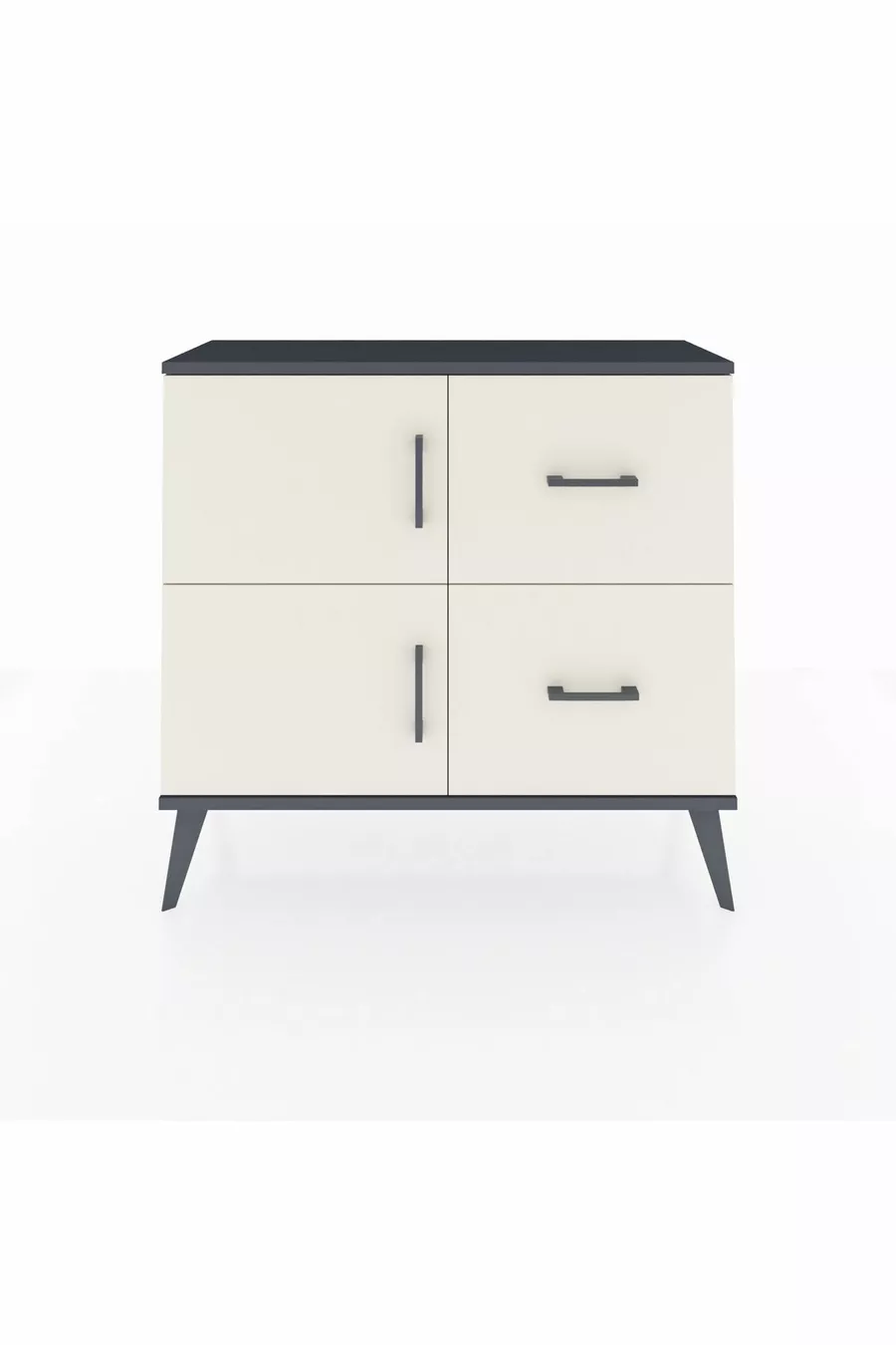 Commode Arges avec une étagère, 2 tiroirs et 2 portes, Anthracite-Pierre de lave