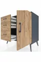 Commode Hyperion à une étagère, 3 tiroirs et une porte, Anthracite-Bois de pin