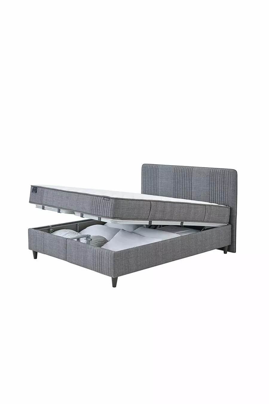 Ensemble de 3 pièces Tête de lit et sommier Wool Sense - Gris Foncé