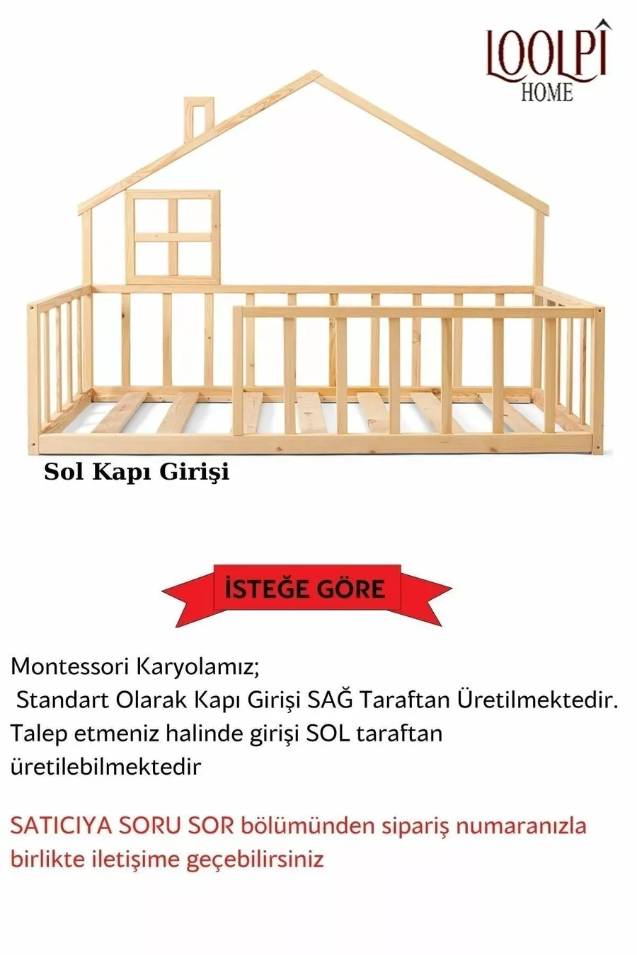 Lit Montessori Unisexe pour Bébé et Enfant en Bois Naturel