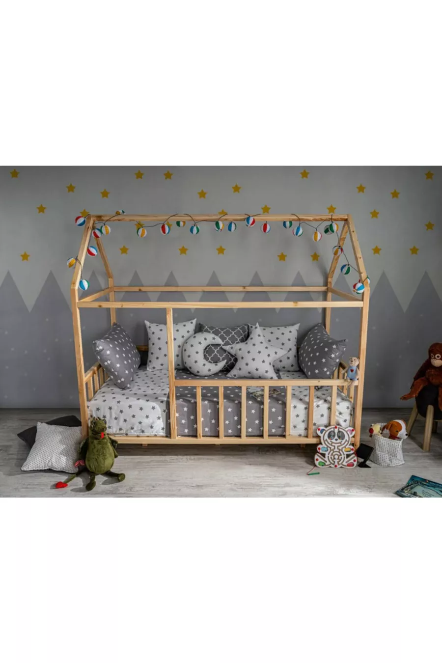 Lit Montessori naturel pour bébé enfant unisexe avec cadre