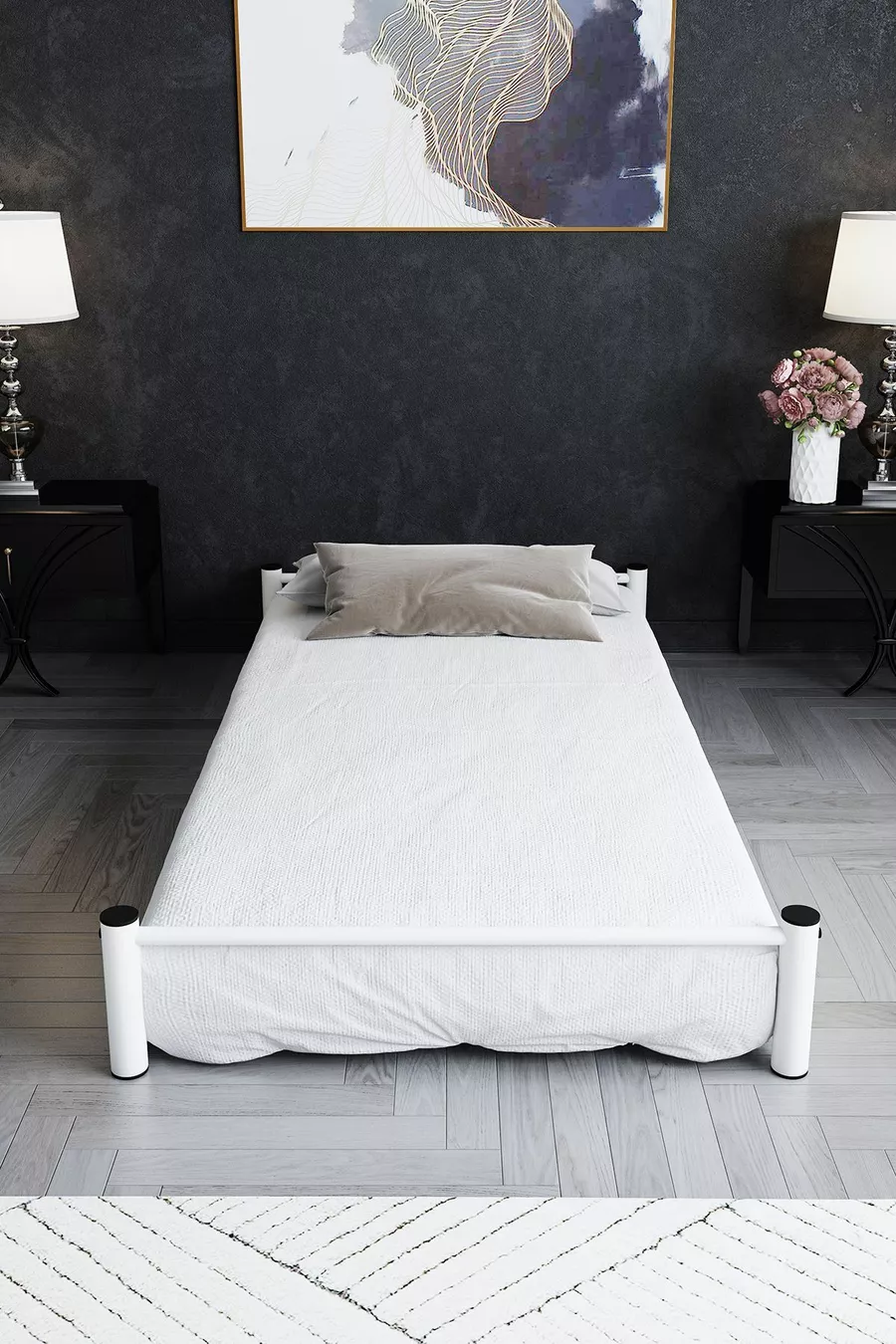 Lit superposé pour bébé avec sommier et matelas, blanc
