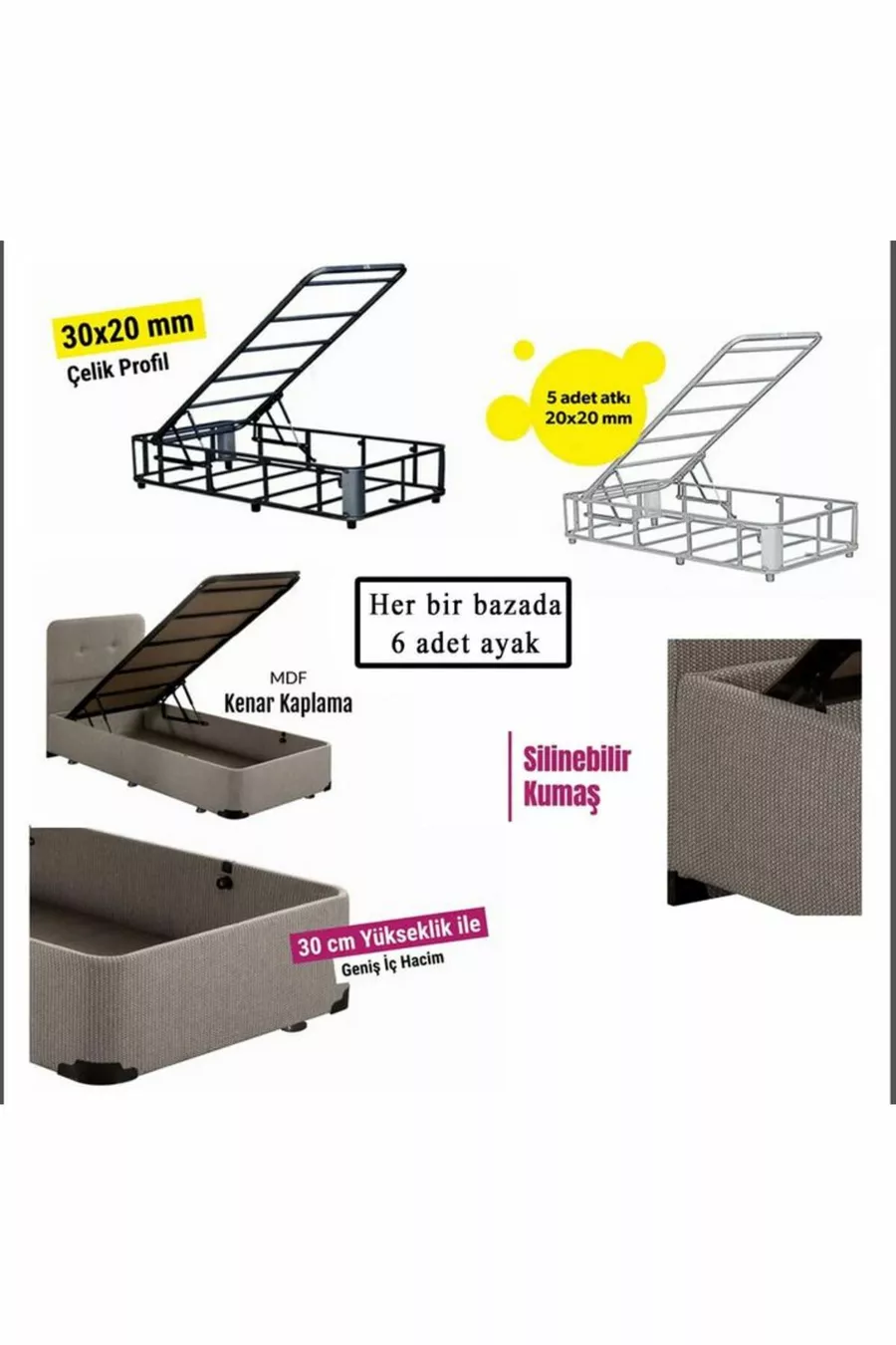 Niron Baza - Lit coffre simple Cm avec tissu classique