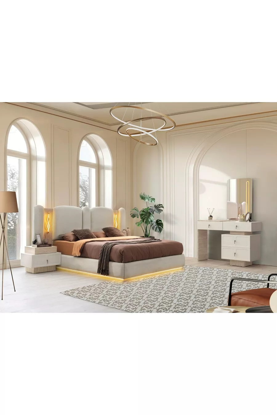 ENSEMBLE DE CHAMBRE À COUCHER LED À BASE MDF MONTANA